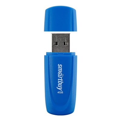 Флешка Smartbuy 4GB2SCB, 4 Гб, USB2.0, чт до 15 Мб/с, зап до 12 Мб/с, синяя