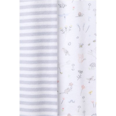 The White Company Organic Cotton Slim Fit Spring Scene & Stripe Set Of Two White Pyjamas