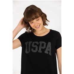 Женская черная базовая футболка с круглым вырезом Неожиданная скидка в корзине