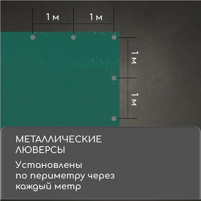 Тент защитный, 8 × 4 м, плотность 120 г/м², УФ, люверсы шаг 1 м, зелёный