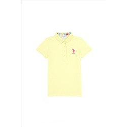 Светло-желтая базовая футболка с воротником-поло для девочек Неожиданная скидка в корзине