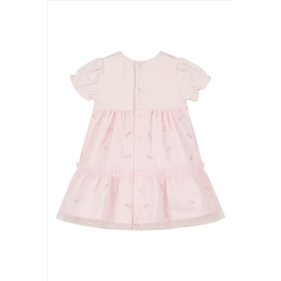 Emile et Rose Pink Dress, overlaid rosebud, emb tulle & Pants