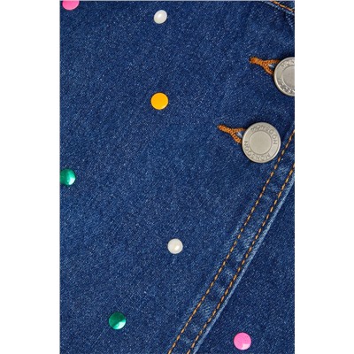 Monsoon Blue Embellished Denim Skort