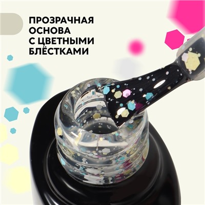 Гель лак для ногтей, «MILK GLITTER», 3-х фазный, 8мл, LED/UV, цвет прозрачный (03)