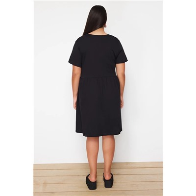 Черное мини-трикотажное платье More Sustainable со сборками TBBSS24AH00167