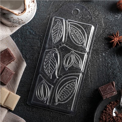 Пластиковая форма для шоколада "Плитка Какао дольки"