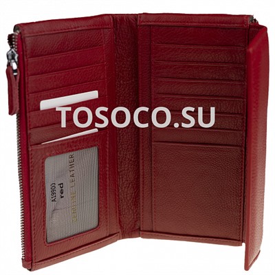 a19900 red кошелек GENUINE LEATHER натуральная кожа 9х19х2