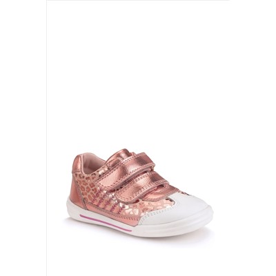 Start-Rite Natural Roundabout Rose Gold Leather Rip Tape Pre School Trainer Shoes