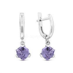 Серьги из серебра с кристаллами Swarovski родированные 925 пробы 0072с-371