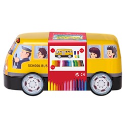 Набор для рисования Faber-Castell "Connector School Bus" 33 фломастера+10 клипc, металлич. коробка