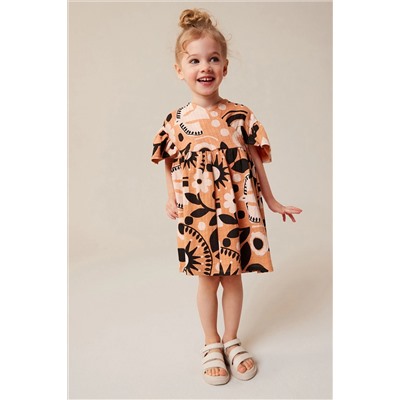 Brown Short Sleeeve Wrap Dress (3mths-7yrs)