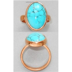 Медное кольцо с бирюзой (синяя) УМК008