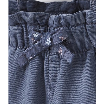 PANTALON À BRETELLES VOLANTÉES BÉBÉ FILLE BLEU EN VISCOSE RESPONSABLE