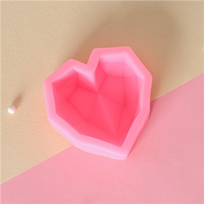 Молд Доляна «Сердце», силикон, 7,5×7,5×2,5 см, цвет розовый
