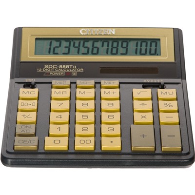 Калькулятор настольный ПОЛНОРАЗМЕРНЫЙ CITIZEN SDC-888TII Gold,12 разр,зол