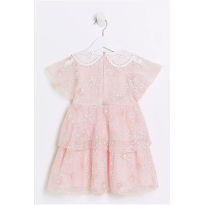 River Island Girls Pink Embellished Skater Dress