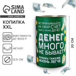 Копилка XXL «Денег много не бывает», 20 х 12,5 см