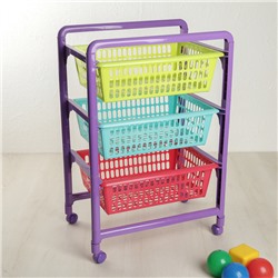 Этажерка для игрушек "Радуга" на колесах, с выдвигающимися лотками