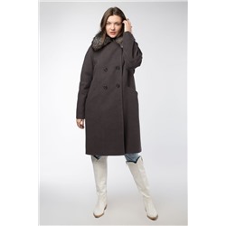 02-3004 Пальто женское утепленное Пальтовая ткань серый