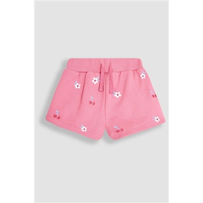 JoJo Maman Bébé 2-Piece Cherry Embroidered T-Shirt & Shorts Set