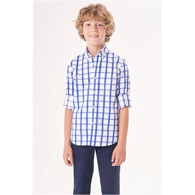 Мужская детская рубашка стандартного кроя с длинным рукавом, темно-синяя GM23Y231169_D39