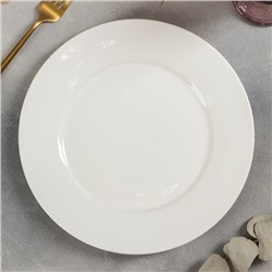 Тарелка фарфоровая обеденная с утолщённым краем Доляна White Label, d=25 см, цвет белый