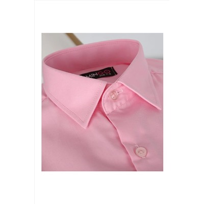Однотонная розовая рубашка для мальчика FL-Розовый-Розовый