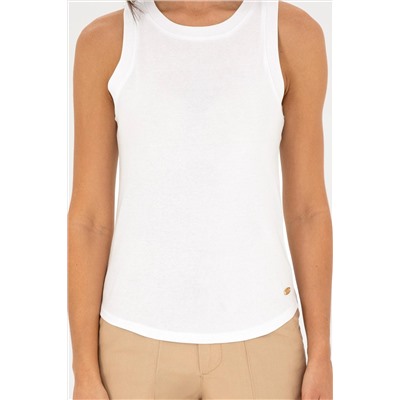 Женская белая базовая футболка без рукавов с круглым вырезом Неожиданная скидка в корзине