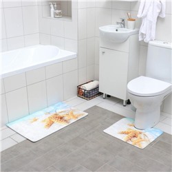 Коврики для ванной и туалета Доляна «Звёзды на песке», 2 шт: 37×45 см, 45×75 см