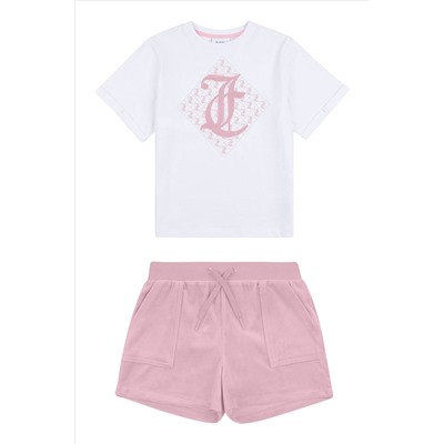 Juicy Couture Girls Diamond T-Shirt & Velour Shorts Set