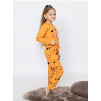 CSKG 50170-30 Пижама для девочки (джемпер, брюки),охра