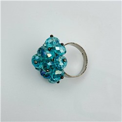 Кольцо с хрусталем цвет голубой 3