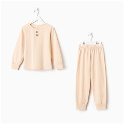 Пижама для мальчика (лонгслив, брюки) MINAKU цвет бежевый, рост 110