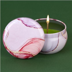 Ароматическая свеча в банке «Розовый мрамор», аромат карамель, 6 х 6 х 4 см.
