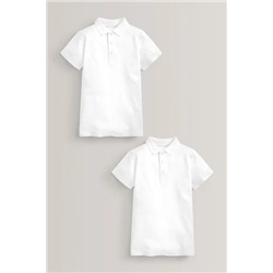 White 2 Pack Easy Touch Fastening School Polo Shirts