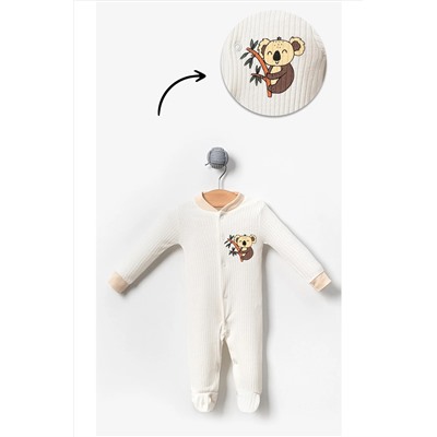 Комплект детских комбинезонов из трех предметов с изображением коалы, серо-белый BB2021MD00006