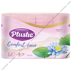Туалетная бумага ароматизированная "Plushe. Comfort Care/Водяная лилия" 3-х слойная,12шт по 15м в упаковке, цвет розовый (12)