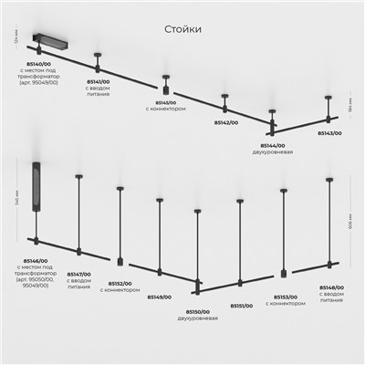 Esthetic Magnetic Декоративная стойка с вводом питания с местом под трансформатор h124 mm SMALL