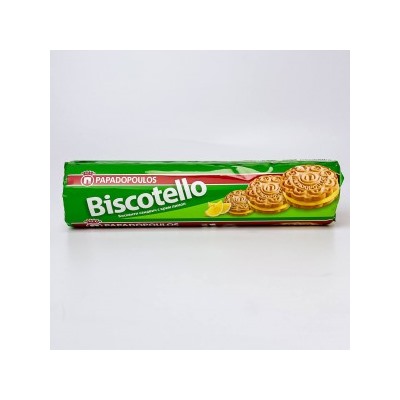 Печенье-сэндвич "Бискотелло" с лимонным кремом Papadopolous, 200г
