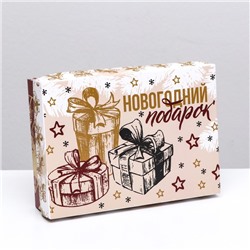 Новый год. Коробка подарочная новогодняя складная, "Изысканность", 21 х 15 х 5,7 см