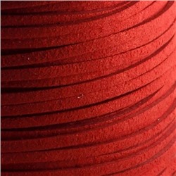 Шнур из искусственной замши, красный, 3х1.5 мм