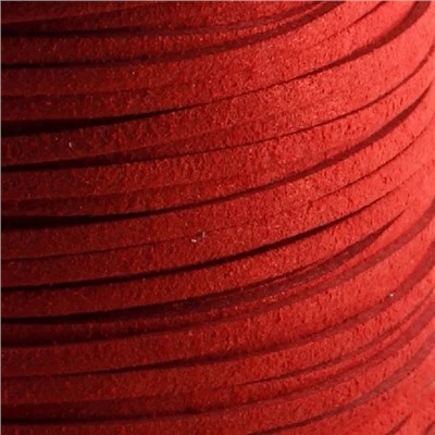 Шнур из искусственной замши, красный, 3х1.5 мм