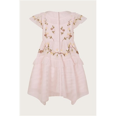 Monsoon Baby Coral Pink Embroidered Dress