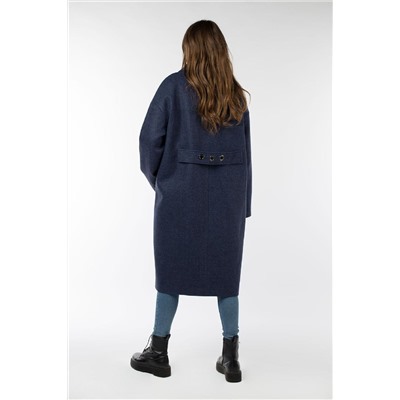 02-2976 Пальто женское утепленное валяная шерсть сине-черный
