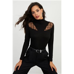 Женская черная блузка в рыбацком стиле BK1548