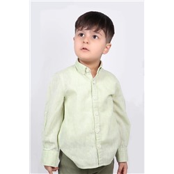Детская рубашка из льняной смеси хлопка зеленого цвета Ege DK2006053010032