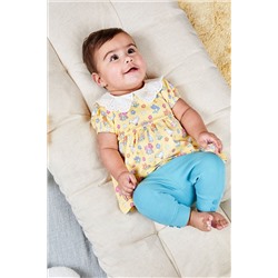 JoJo Maman Bébé 2-Piece Floral Collar Tunic & Rib Leggings Set