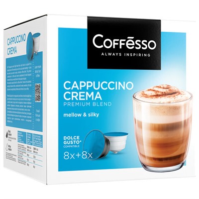 Кофе в капсулах COFFESSO "Cappuccino Crema" для кофемашин Dolce Gusto, 8 порций, 102150