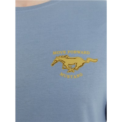 Комплект мужской (футболка, шорты) серо-голубой с принтом "лошади"