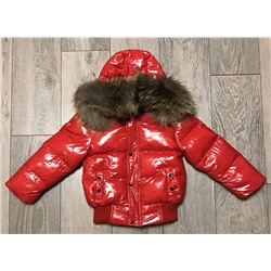 М.388 Куртка Moncler красная лак (122,128,134,140)